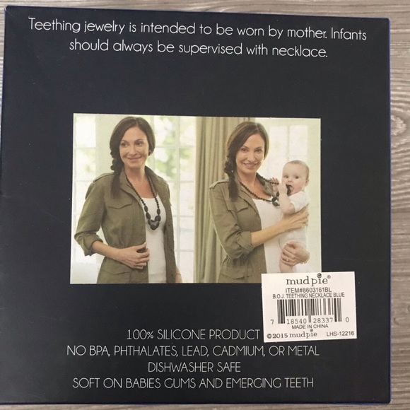 NWT mud pie silicone teething necklace blue 29” - Picture 2 of 3